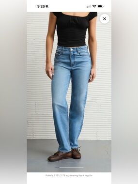 American EAGLE Baggy straight Light Blue High-Rise Straight Jeans - Women's